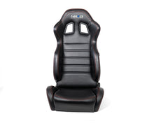 Load image into Gallery viewer, NRG Reclinable Racing Seats (Pair) Black Leather w/NRG Logo Red Stitch
