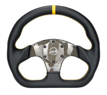 Load image into Gallery viewer, NRG Carbon Fiber Flat Bottom Steering Wheel (320mm) Yellow CF Center w/Yellow Stitch/Yellow Mark
