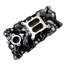 Load image into Gallery viewer, Edelbrock Chevy SB Performer EPS Manifold w/ Oil Fill Tube - Black Plasma
