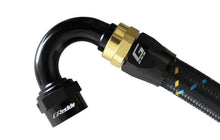 Load image into Gallery viewer, GReddy AN16 150 DEGREE HOSE END SWIVEL BLACK/GOLD ANODIZED
