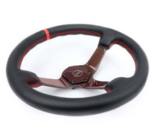 Load image into Gallery viewer, NRG Carbon Fiber Steering Wheel 350mm 3in Deep Red Carbon Fiber Red Stiching Red Center Mark Leather
