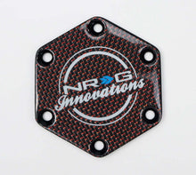 Load image into Gallery viewer, NRG Carbon Fiber w/ Red Texalium Fabrics Horn Delete Button Circular Logo Front/ Back
