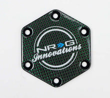 Load image into Gallery viewer, NRG Carbon Fiber w/ Green Texalium Fabrics Horn Delete Button Circular Logo Front/ Back

