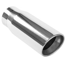 Load image into Gallery viewer, MagnaFlow Tip Stainless Double Wall Round Single Outlet Polished 5in DIA 4in Inlet 13in Length
