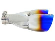 Load image into Gallery viewer, aFe Takeda 2.5in 304 Stainless Steel Clamp-on Exhaust Tip Passenger Side 2.5in Inlet 4inDual - Blue

