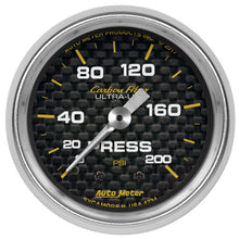 Load image into Gallery viewer, Autometer Carbon Fiber 2-1/16in Mechanical 0-200 PSI Pressure Gauge
