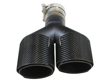 Load image into Gallery viewer, aFe Takeda 2.5in 304 Stainless Steel Clamp-on Exhaust Tip Passenger Side 2.5in Inlet 4inDual-Carbon
