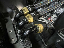 Load image into Gallery viewer, GReddy AN04 90 DEGREE HOSE END SWIVEL BLACK/GOLD ANODIZED
