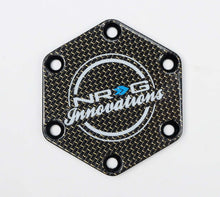 Load image into Gallery viewer, NRG Carbon Fiber w/ Chrome Gold Texalium Fabrics Horn Delete Button Circular Logo Front/ Back
