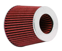 Load image into Gallery viewer, K&amp;N Universal Air Filter Chrome Round Tapered Red - 4in ID x 1.125in L x 5.5in H (Multi Lingual)
